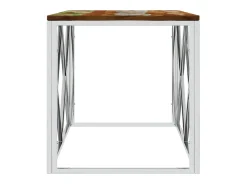 Mesa De Centro* Mesa de centro aço inoxidável e madeira recuperada maciça PT568420 Multicor