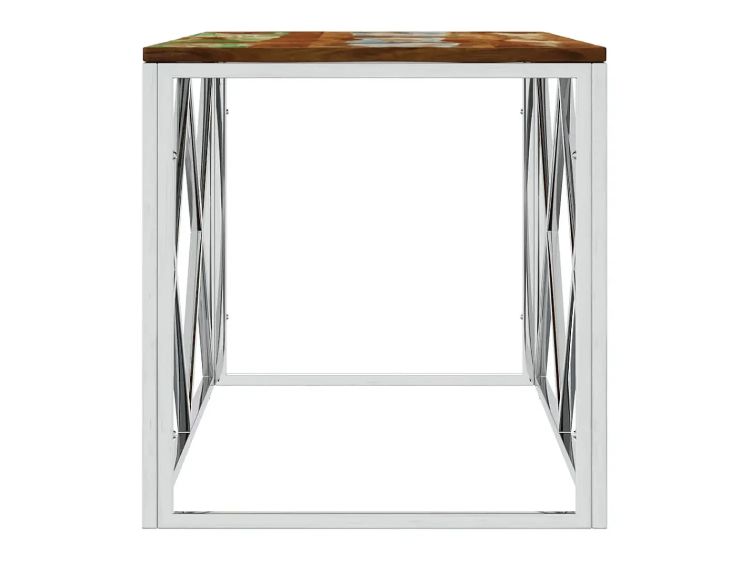 Mesa De Centro* Mesa de centro aço inoxidável e madeira recuperada maciça PT568420 Multicor