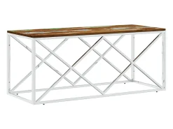 Mesa De Centro* Mesa de centro aço inoxidável e madeira recuperada maciça PT568420 Multicor