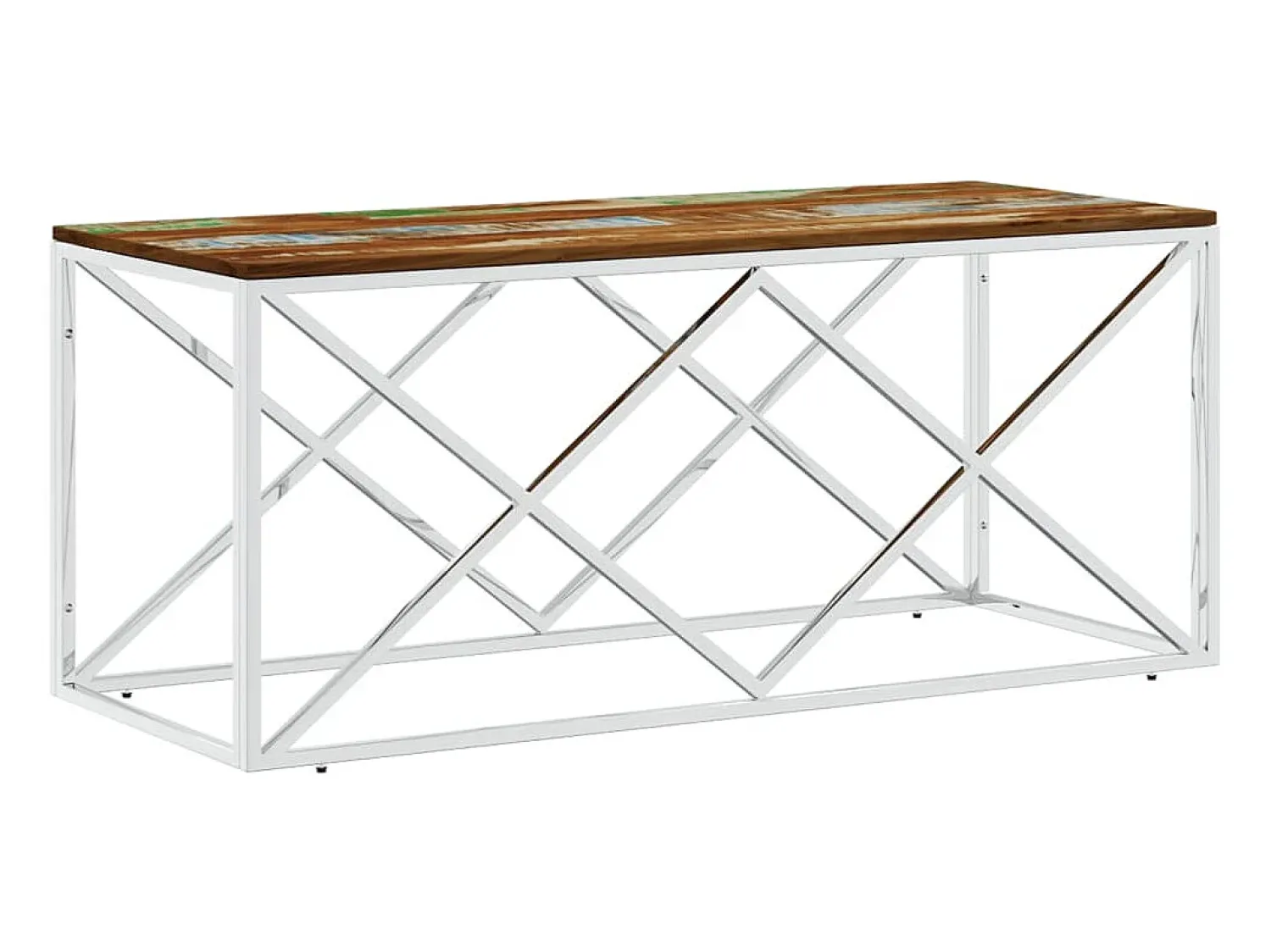 Mesa De Centro* Mesa de centro aço inoxidável e madeira recuperada maciça PT568420 Multicor