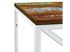 Mesa De Centro* Mesa de centro aço inoxidável e madeira recuperada maciça PT568420 Multicor