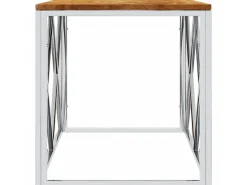Mesa de centro aço inoxidável e madeira de acácia maciça PT651527^ Mesa De Centro