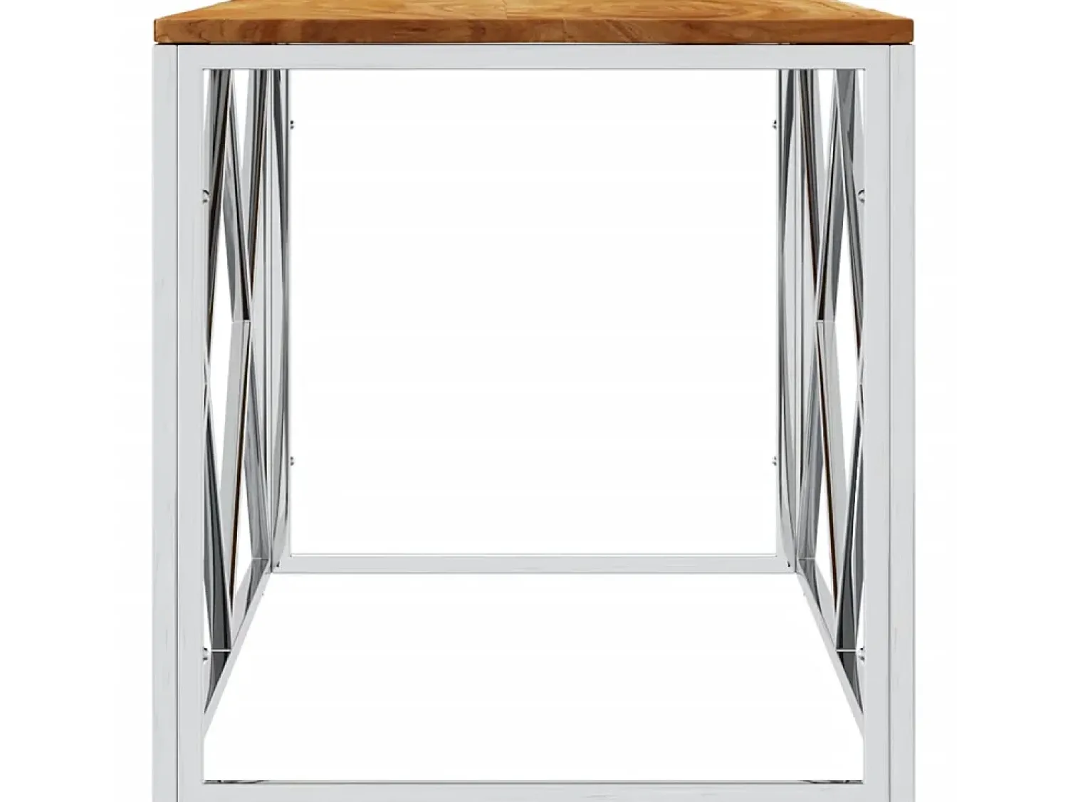 Mesa de centro aço inoxidável e madeira de acácia maciça PT651527^ Mesa De Centro