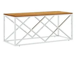 Mesa de centro aço inoxidável e madeira de acácia maciça PT651527^ Mesa De Centro