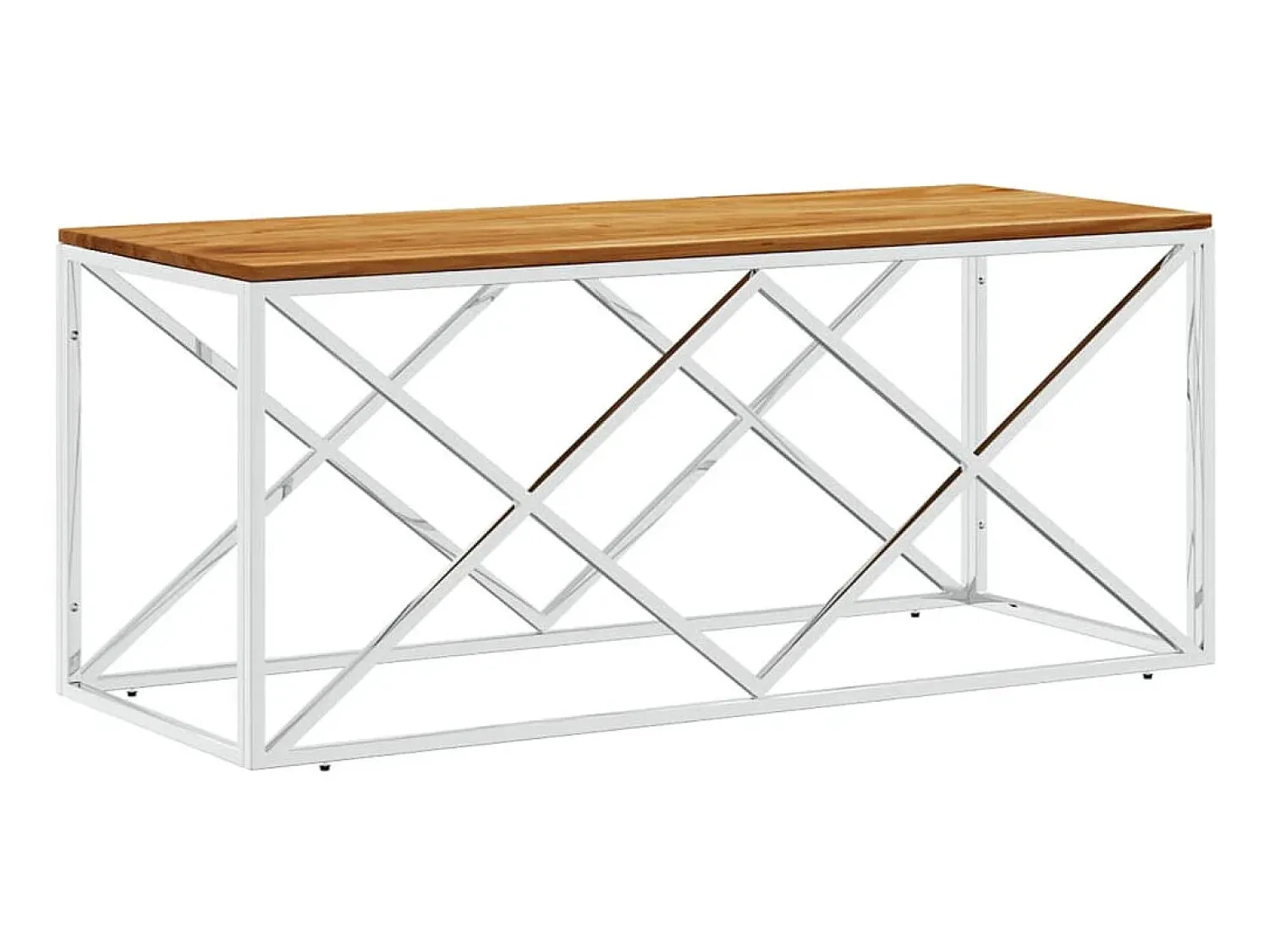 Mesa de centro aço inoxidável e madeira de acácia maciça PT651527^ Mesa De Centro