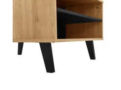 Sale Mesa de centro, aparador, cômoda com design em madeira e preto, mesa de sala de estar com gavetas, mesa lateral Natural claro
