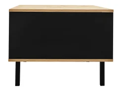 Sale Mesa de centro, aparador, cômoda com design em madeira e preto, mesa de sala de estar com gavetas, mesa lateral Natural claro