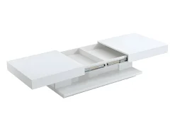 Mesa De Centro|Vente-unique Mesa de centro ARAMIS com espaços de arrumação - MDF lacado a Branco