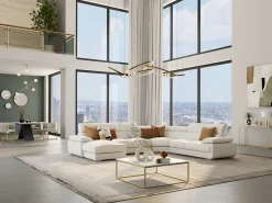 Hot Vente-unique Mesa de centro ARETHA de Pascal Morabito - Mármore e metal - Branco e dourado Branco / Dourado