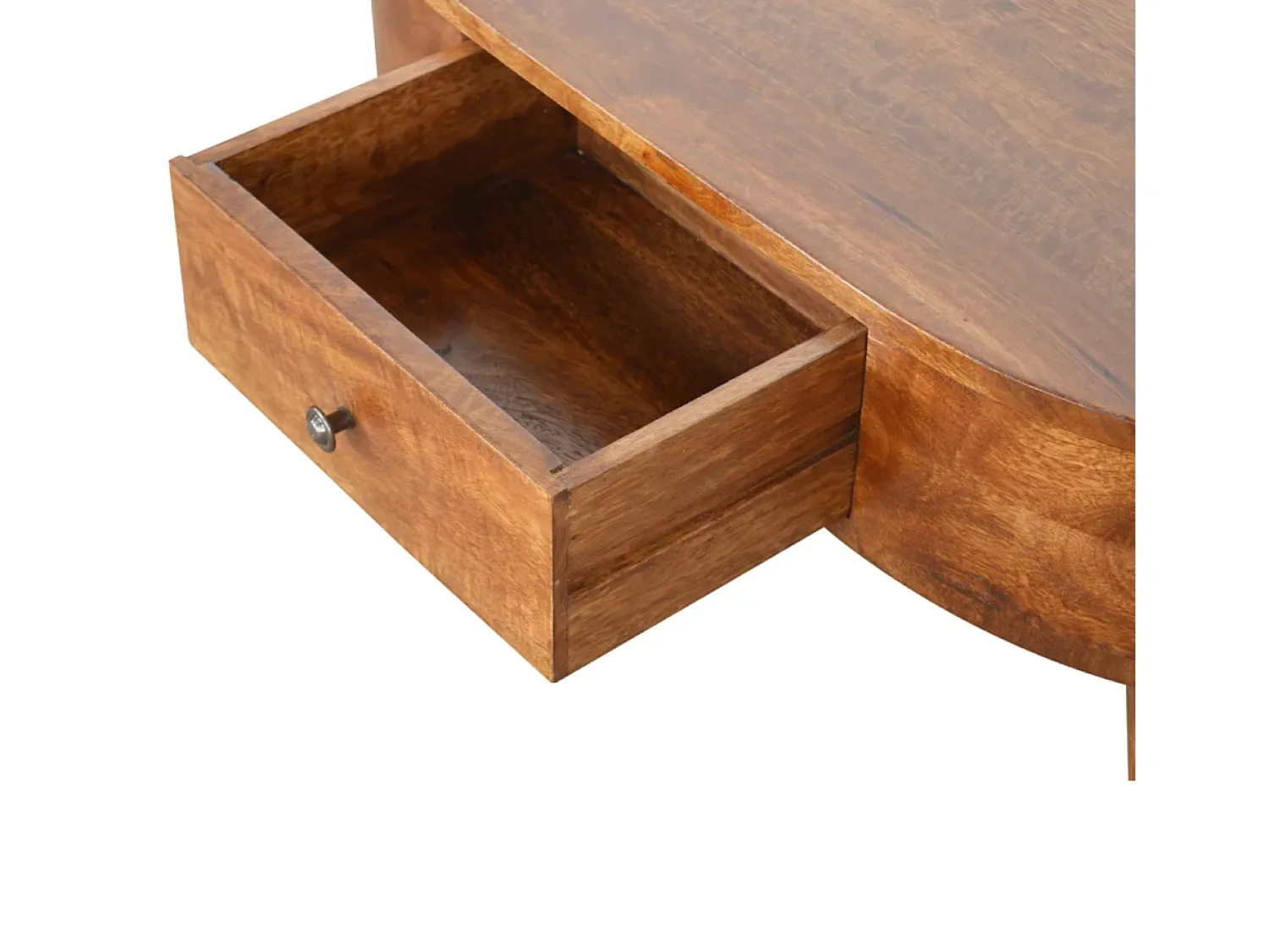 Mesa De Centro| Mesa de centro arredondada em castanheiro Artisan Furniture, 2 gavetas, castanho Castanho chocolate
