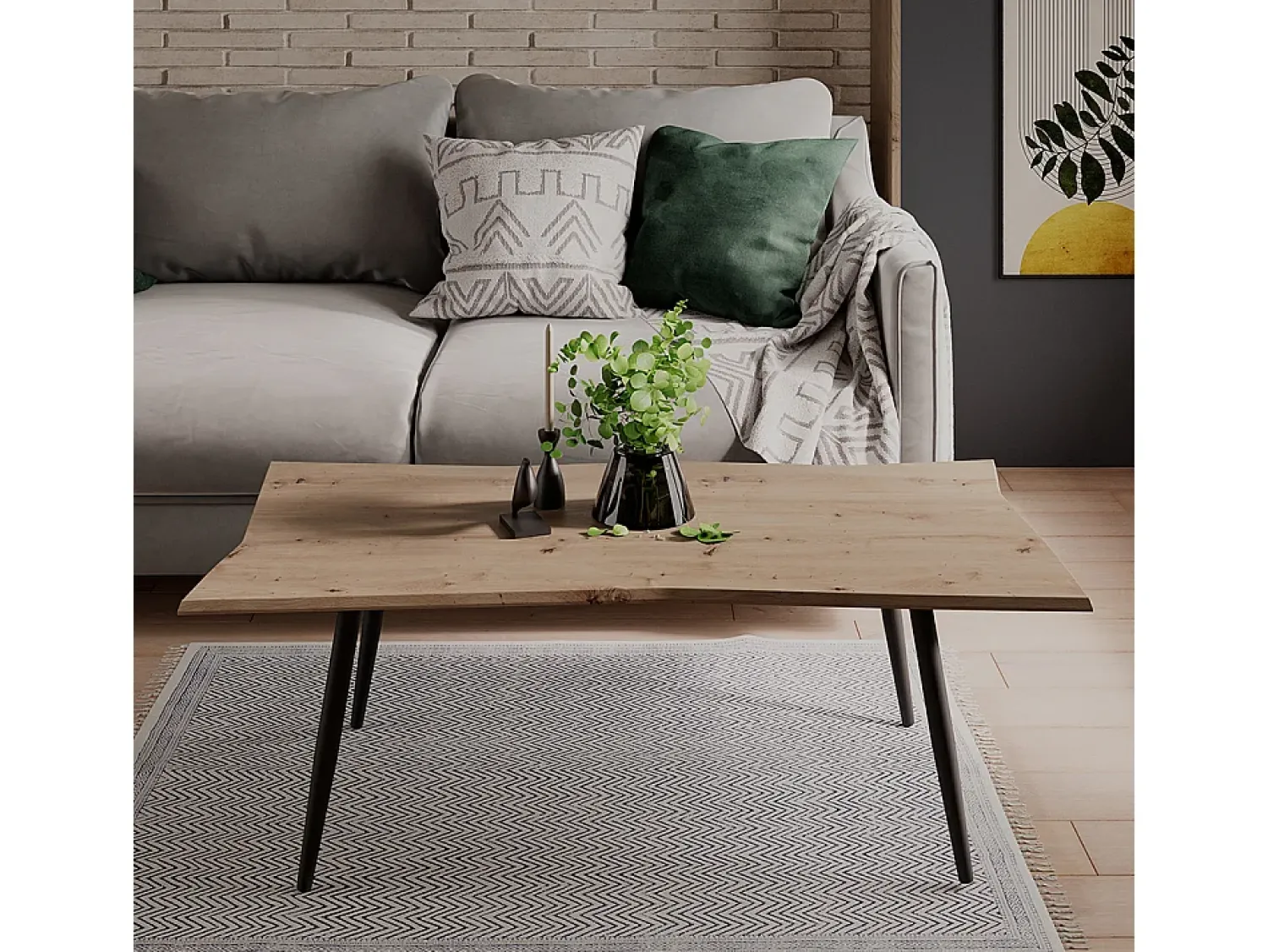 Clearance Vicco Mesa de centro artesão 120x60x40 yan Natural claro