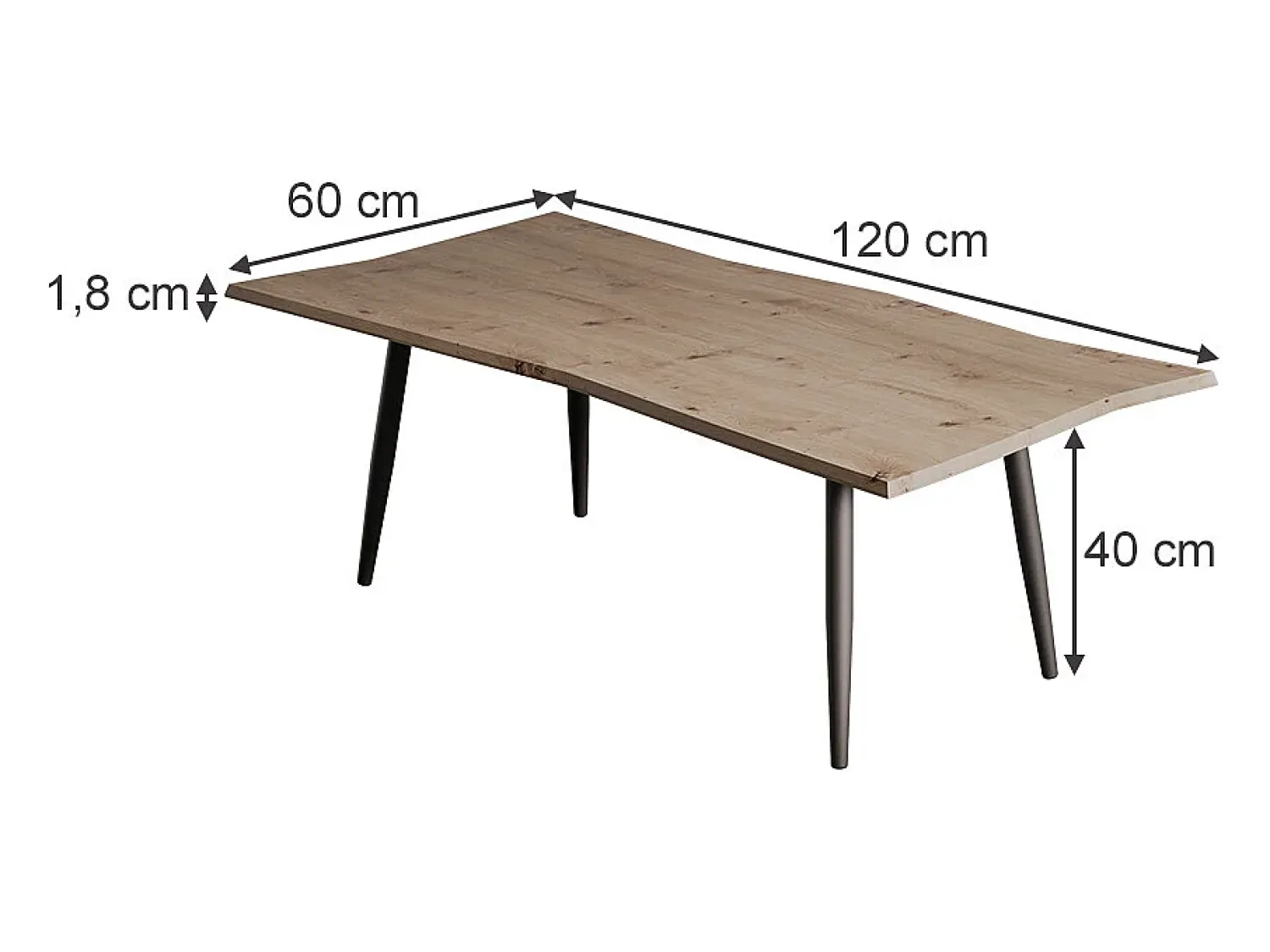 Clearance Vicco Mesa de centro artesão 120x60x40 yan Natural claro
