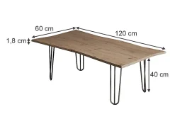 Vicco Mesa de centro artesão 120x60x40 yan Natural claro