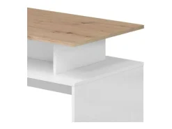 Mesa de Centro Artik Lyra Oak Nody White 108x43 cm^ Mesa De Centro