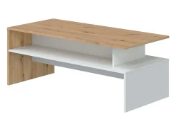 Mesa de Centro Artik Lyra Oak Nody White 108x43 cm^ Mesa De Centro