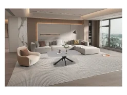 Meublorama Mesa de Centro ARVENA – Mesa de Centro Retangular 130x70 cm – Pedra Cinza & Metal – Design Contemporâneo e Refinado^ Mesa De Centro