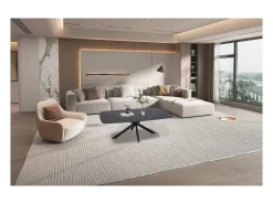 Mesa De Centro|Meublorama Mesa de Centro ARVENA – Mesa de Centro Retangular 130x70 cm – Pedra Preta & Metal – Design Elegante e Contemporâneo Preto