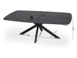 Mesa De Centro|Meublorama Mesa de Centro ARVENA – Mesa de Centro Retangular 130x70 cm – Pedra Preta & Metal – Design Elegante e Contemporâneo Preto