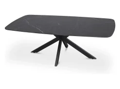 Mesa De Centro|Meublorama Mesa de Centro ARVENA – Mesa de Centro Retangular 130x70 cm – Pedra Preta & Metal – Design Elegante e Contemporâneo Preto