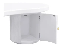 Best Mesa de centro assimétrica, elegante e robusta, com espaço de armazenamento, branca. Branco