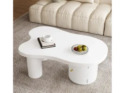 Best Mesa de centro assimétrica, elegante e robusta, com espaço de armazenamento, branca. Branco