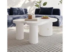 Best Mesa de centro assimétrica, elegante e robusta, com espaço de armazenamento, branca. Branco