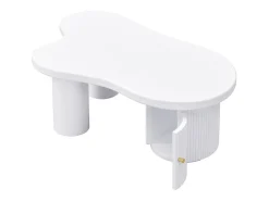 Best Mesa de centro assimétrica, elegante e robusta, com espaço de armazenamento, branca. Branco