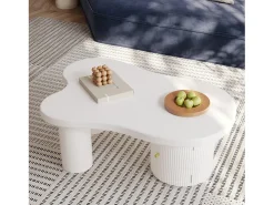 Mesa De Centro|Merax Mesa de centro assimétrica - 100 x 60 x 37 cm - com armazenamento - elegante e robusta - MDF - branca Branco