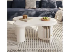 Mesa De Centro|Merax Mesa de centro assimétrica - 100 x 60 x 37 cm - com armazenamento - elegante e robusta - MDF - branca Branco