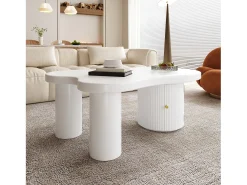 Mesa De Centro|Merax Mesa de centro assimétrica - 100 x 60 x 37 cm - com armazenamento - elegante e robusta - MDF - branca Branco