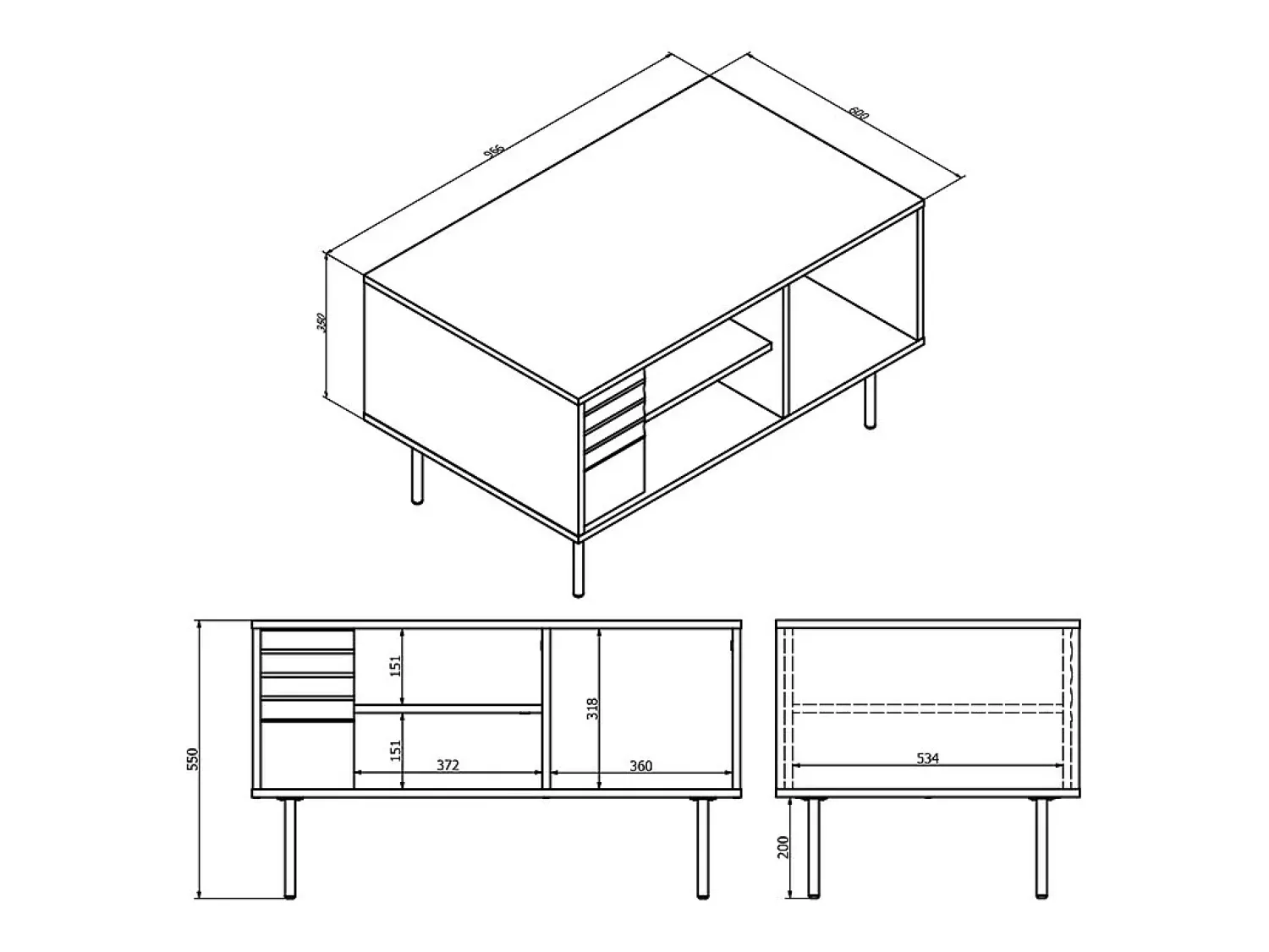 Petits-Meubles Mesa de centro Astra madeira e 55cm^ Mesa De Centro