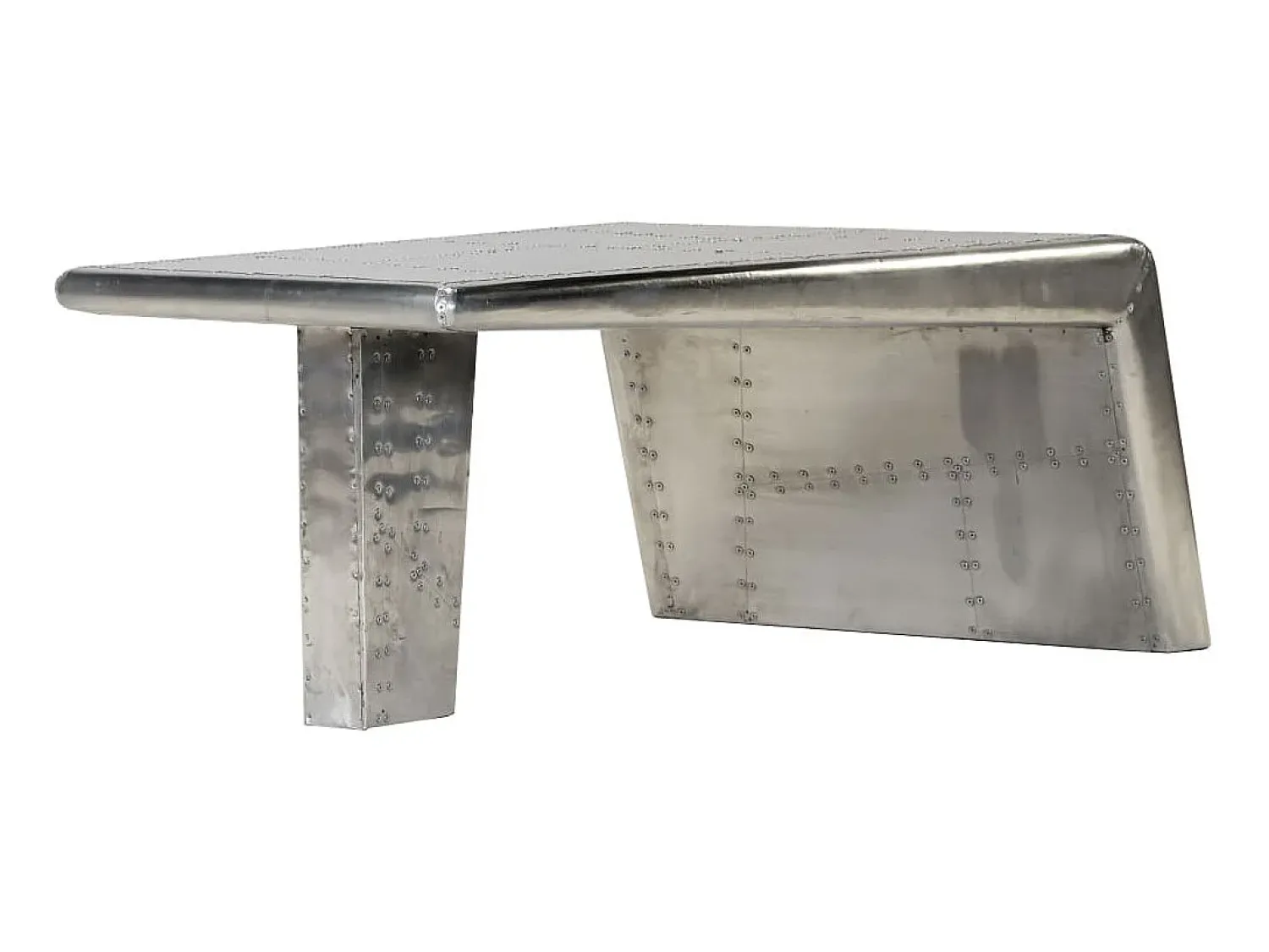 Mesa De Centro| Mesa de centro aviador em alumínio estilo aeronave vintage PT238939 Prateado