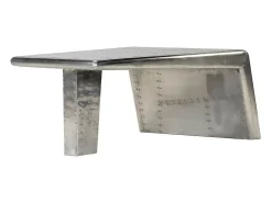 vidaxl Mesa de centro aviador em alumínio estilo aeronave vintage^ Mesa De Centro