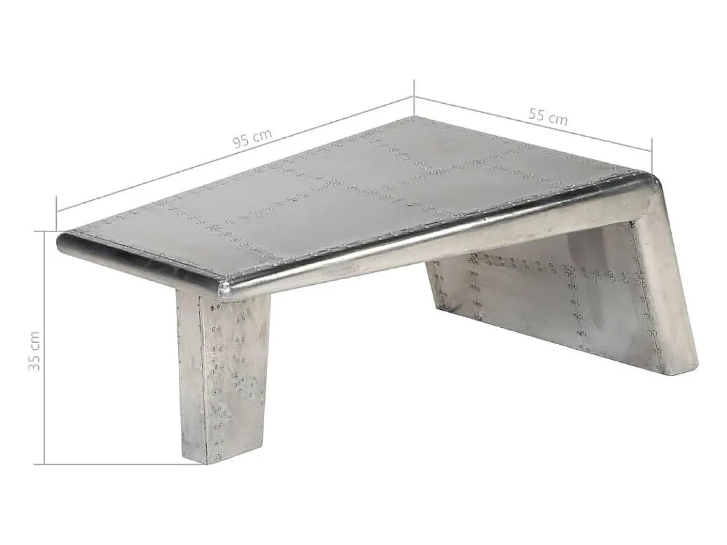 vidaxl Mesa de centro aviador em alumínio estilo aeronave vintage^ Mesa De Centro