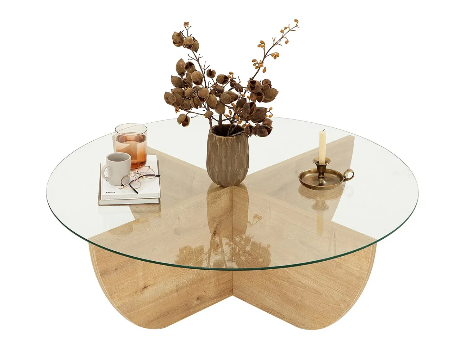 Mesa De Centro*Vente-unique Mesa de centro AYSUN em vidro temperado - Natural, transparente e cristalino. Transparente / Natural claro