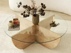 Mesa De Centro*Vente-unique Mesa de centro AYSUN em vidro temperado - Natural, transparente e cristalino. Transparente / Natural claro