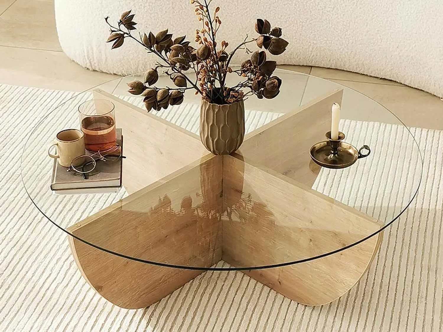 Mesa De Centro*Vente-unique Mesa de centro AYSUN em vidro temperado - Natural, transparente e cristalino. Transparente / Natural claro