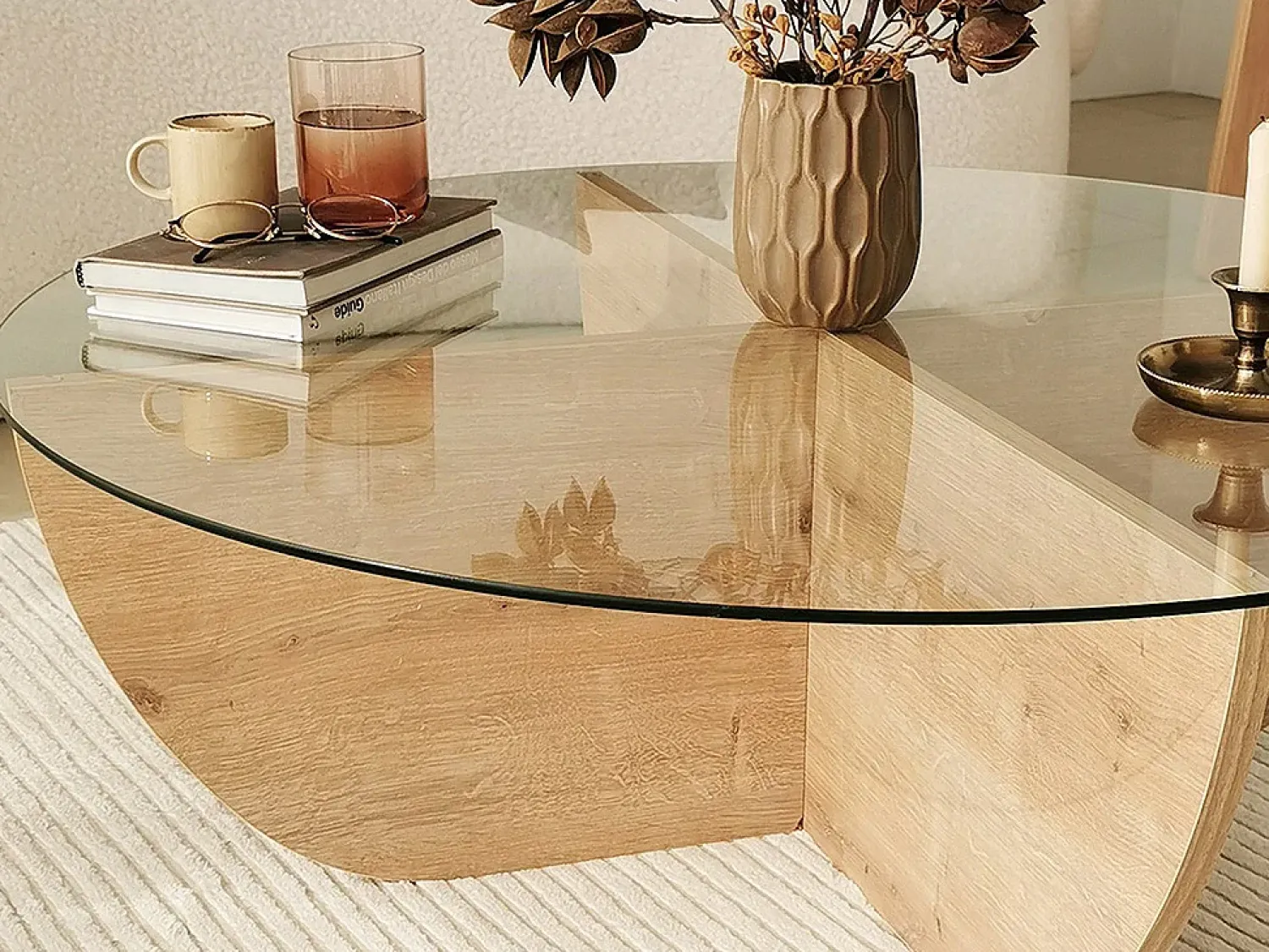 Mesa De Centro*Vente-unique Mesa de centro AYSUN em vidro temperado - Natural, transparente e cristalino. Transparente / Natural claro