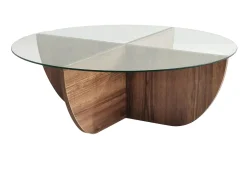 Outlet Vente-unique Mesa de centro AYSUN em vidro temperado - tons escuro natural e transparente. Transparente / Natural escuro