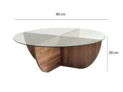 Outlet Vente-unique Mesa de centro AYSUN em vidro temperado - tons escuro natural e transparente. Transparente / Natural escuro