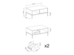 Mesa De Centro| Mesa de centro, marinho, 103,5 x 46,2 x 68 cm, pés pretos Azul