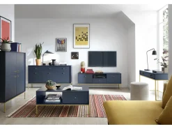 Mesa De Centro* Mesa de centro, marinho, 103,5 x 46,2 x 68 cm, pés dourados Azul