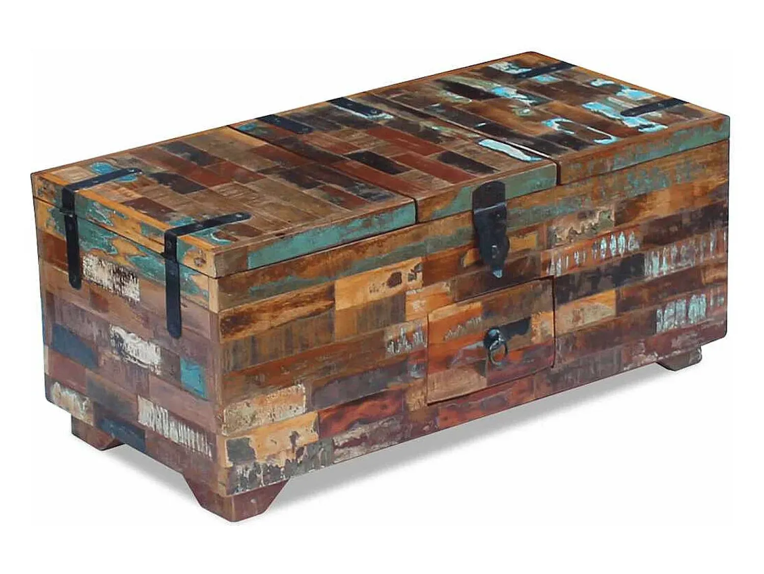 Mesa De Centro|vidaxl Mesa de centro baú/caixa 80x40x35cm madeira reciclada maciça Natural claro