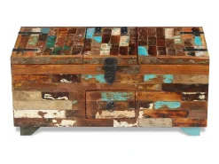 Mesa De Centro|vidaxl Mesa de centro baú/caixa 80x40x35cm madeira reciclada maciça Natural claro