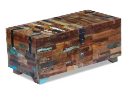 Mesa De Centro|vidaxl Mesa de centro baú/caixa 80x40x35cm madeira reciclada maciça Natural claro