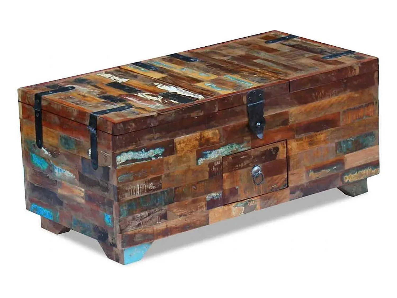 Mesa De Centro|vidaxl Mesa de centro baú/caixa 80x40x35cm madeira reciclada maciça Natural claro