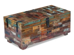 Mesa De Centro* Mesa de centro baú/caixa 80x40x35cm madeira reciclada maciça PT535851 Castanho
