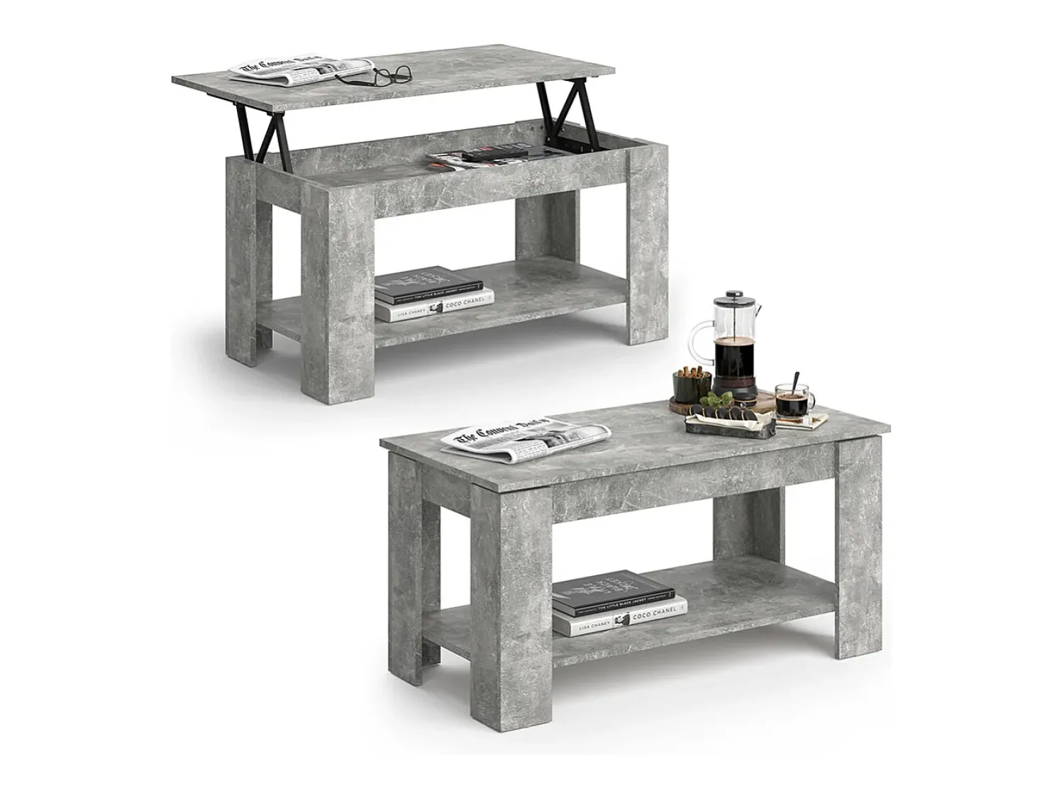 Mesa De Centro*Vicco Mesa de centro betão 100x50x50 lorenz Cinzento claro