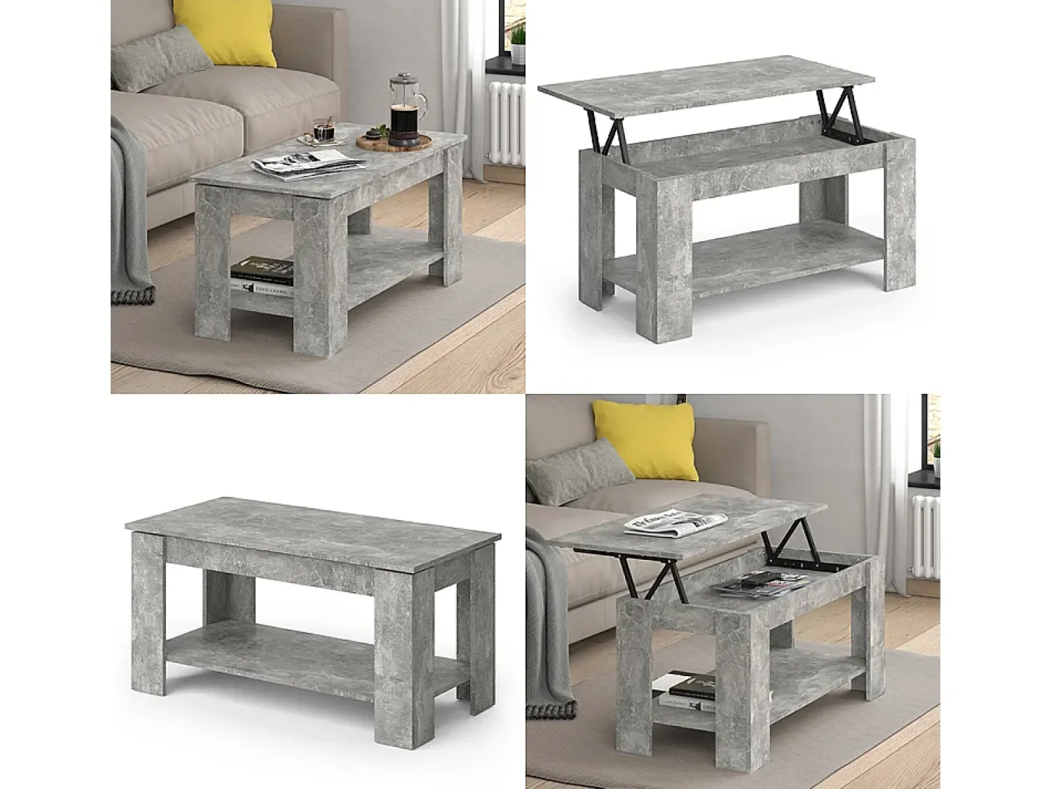 Mesa De Centro*Vicco Mesa de centro betão 100x50x50 lorenz Cinzento claro