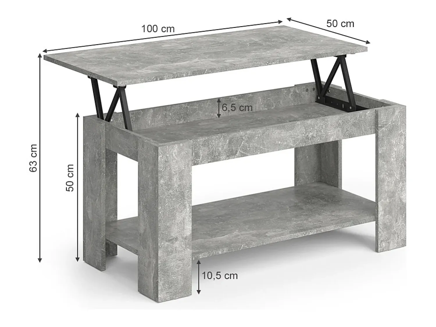 Mesa De Centro*Vicco Mesa de centro betão 100x50x50 lorenz Cinzento claro